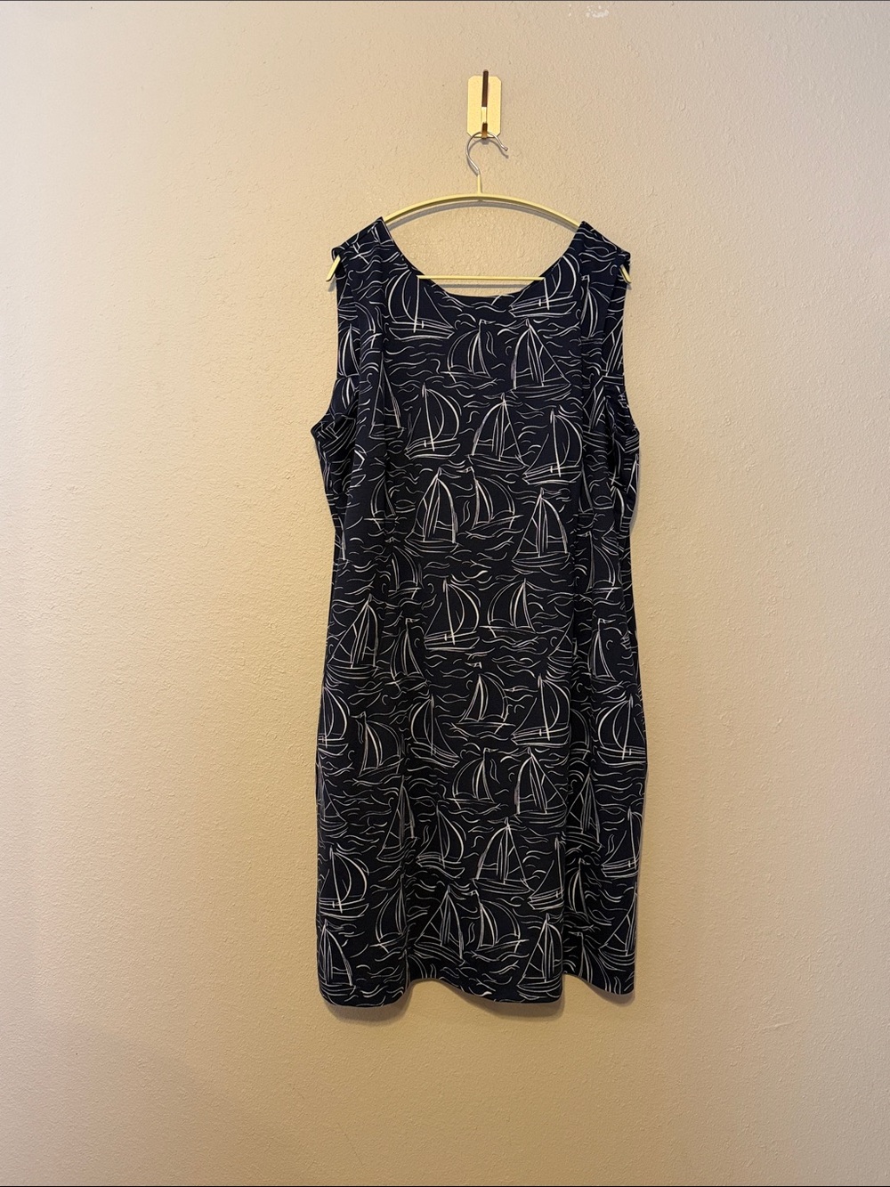Talbots Navy Sail Boat Sheath Dress Size 18W NWT
